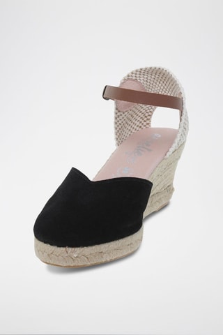 Espadrilles compensées en cuir Noir - Marron et noir