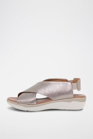 Sandales avarca en cuir  Amelie - Argenté et beige