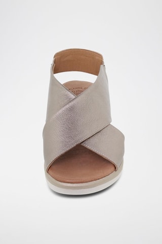 Sandales avarca en cuir  Amelie - Argenté et beige