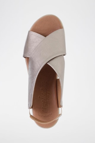 Sandales avarca en cuir  Amelie - Argenté et beige