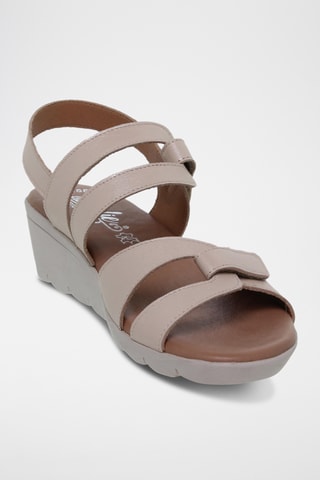 Sandales compensées en cuir - Beige
