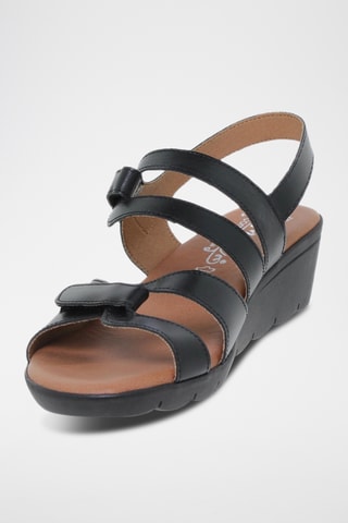 Sandales compensées en cuir - Noir