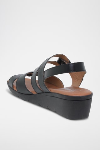 Sandales compensées en cuir - Noir