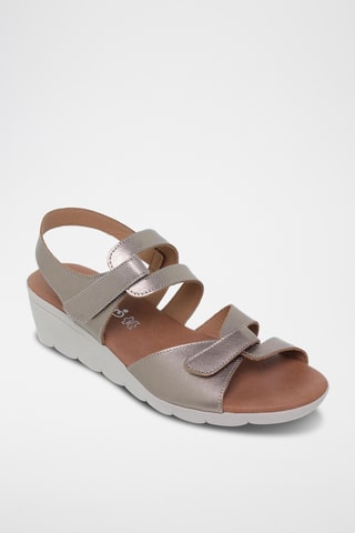 Sandales compensées en cuir - Argenté