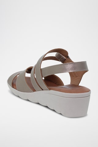 Sandales compensées en cuir - Argenté