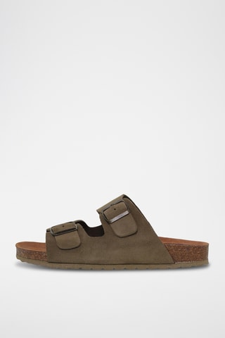 Mules en nubuck - Kaki