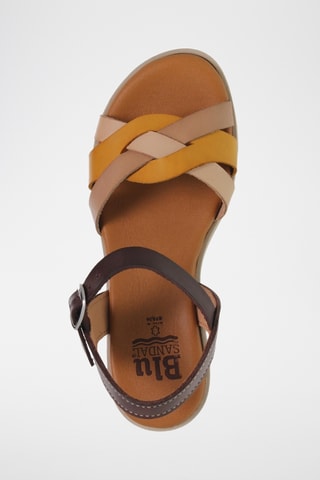 Sandales compensées en cuir - Marron