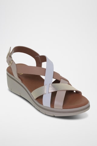 Sandales compensées en cuir - Multicolore