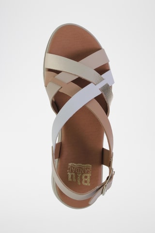 Sandales compensées en cuir - Multicolore