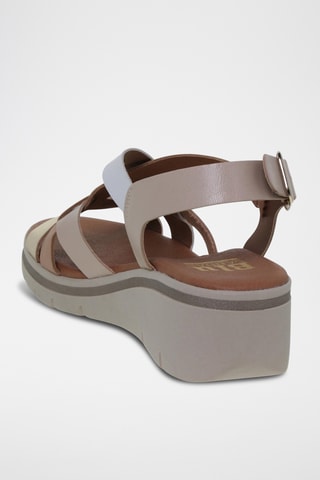 Sandales compensées en cuir - Multicolore