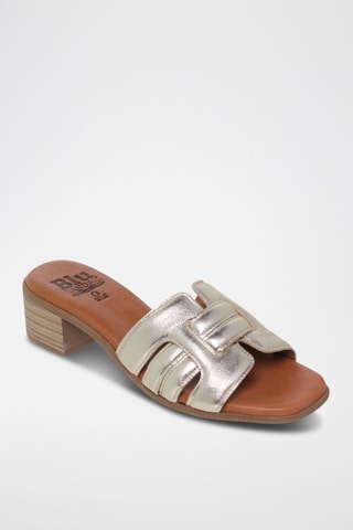 Mules à talons en cuir  Blusandal - Doré et marron