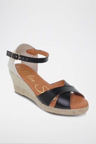 Espadrilles compensées en cuir  Blusandal - Noir