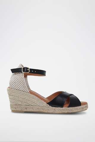 Espadrilles compensées en cuir  Blusandal - Noir