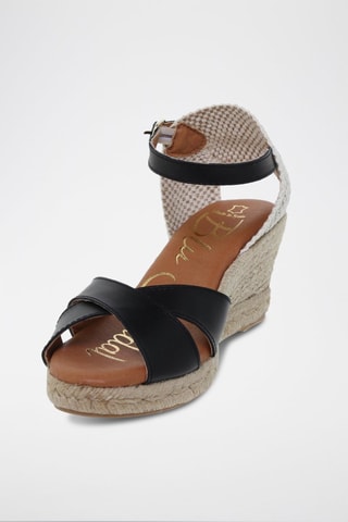 Espadrilles compensées en cuir  Blusandal - Noir