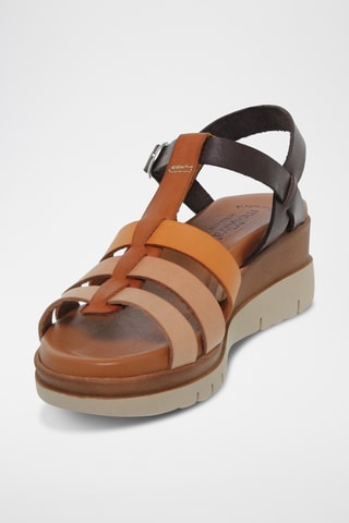 Sandales compensées en cuir - Multicolore