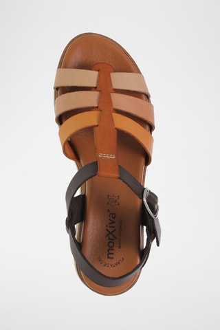 Sandales compensées en cuir - Multicolore