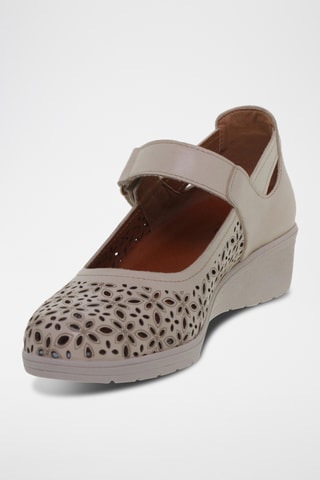 Babies compensés en cuir - Beige