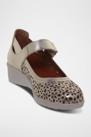 Babies compensés en cuir - Argenté