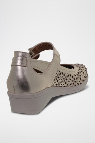 Babies compensés en cuir - Argenté