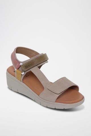 Sandales compensées en nubuck - Beige