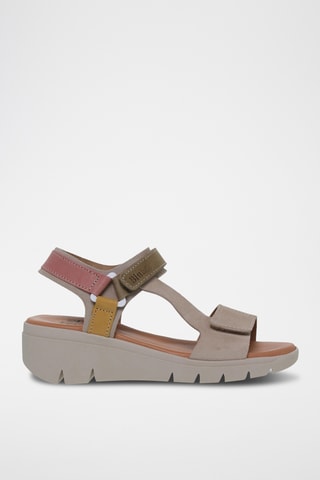 Sandales compensées en nubuck - Beige