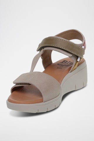 Sandales compensées en nubuck - Beige