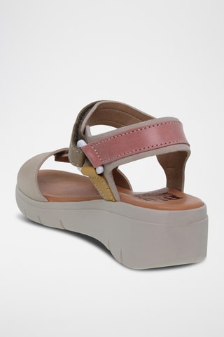 Sandales compensées en nubuck - Beige