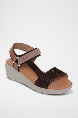Sandales compensées en nubuck - Marron