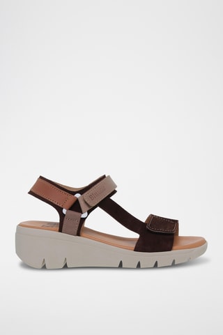 Sandales compensées en nubuck - Marron