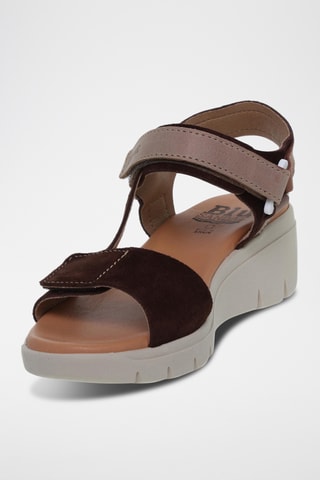 Sandales compensées en nubuck - Marron