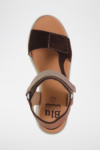 Sandales compensées en nubuck - Marron