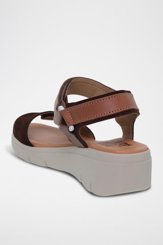 Sandales compensées en nubuck - Marron