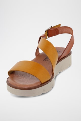 Sandales compensées en cuir - Jaune