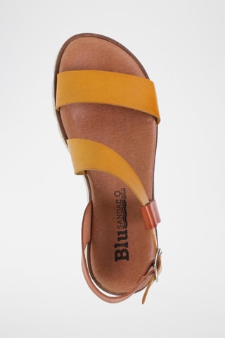 Sandales compensées en cuir - Jaune