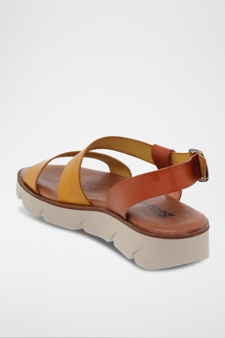 Sandales compensées en cuir - Jaune