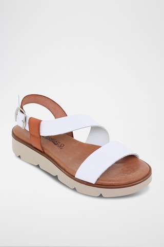 Sandales compensées en cuir - Blanc