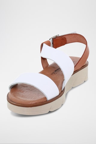 Sandales compensées en cuir - Blanc