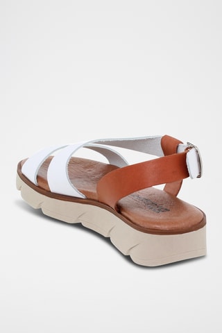 Sandales compensées en cuir - Blanc