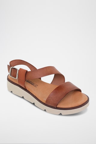 Sandales compensées en cuir - Marron