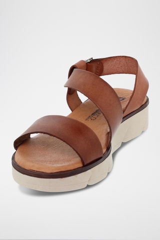 Sandales compensées en cuir - Marron