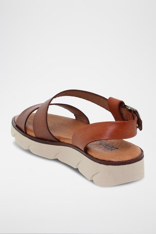 Sandales compensées en cuir - Marron