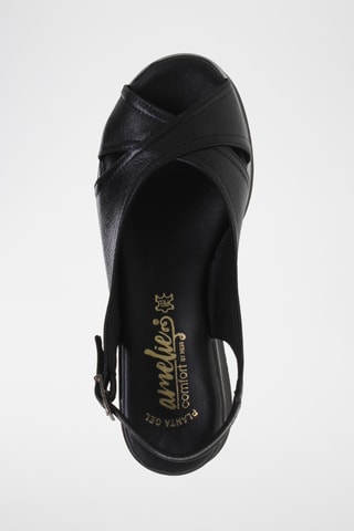 Sandales compensées en cuir - Noir