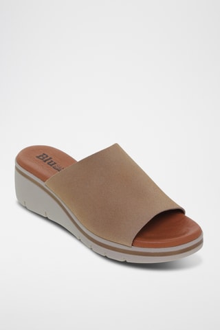 Mules compensées en nubuck - Beige