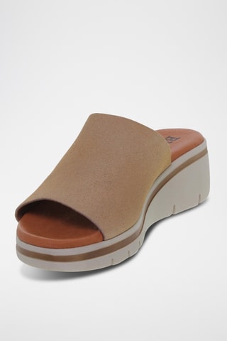 Mules compensées en nubuck - Beige