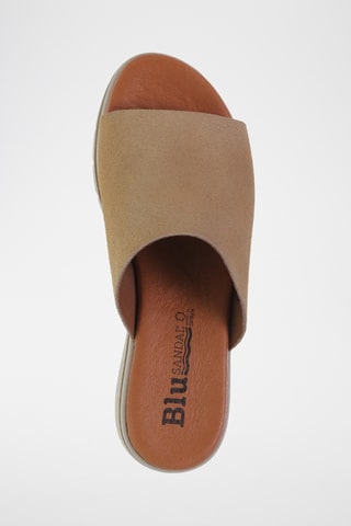 Mules compensées en nubuck - Beige