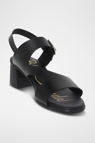 Sandales à talons en cuir - Noir