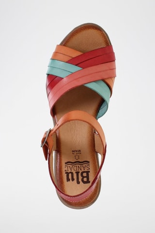 Sandales compensées en cuir  Blusandal - Rouge, bleu, orange et rose
