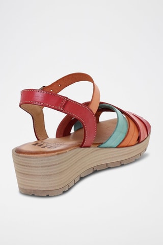 Sandales compensées en cuir  Blusandal - Rouge, bleu, orange et rose