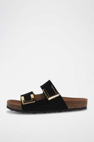 Ciabatte in pelle scamosciata - Nero