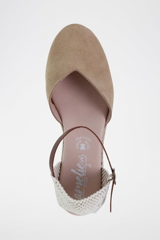 Espadrilles avarca compensées en cuir  Amelie - Blanc, beige et marron